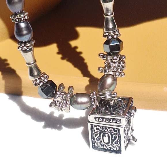 Prayer Box Charm Necklace 925 Sterling Silver Top Opens 8mm - Picture 6 of 7